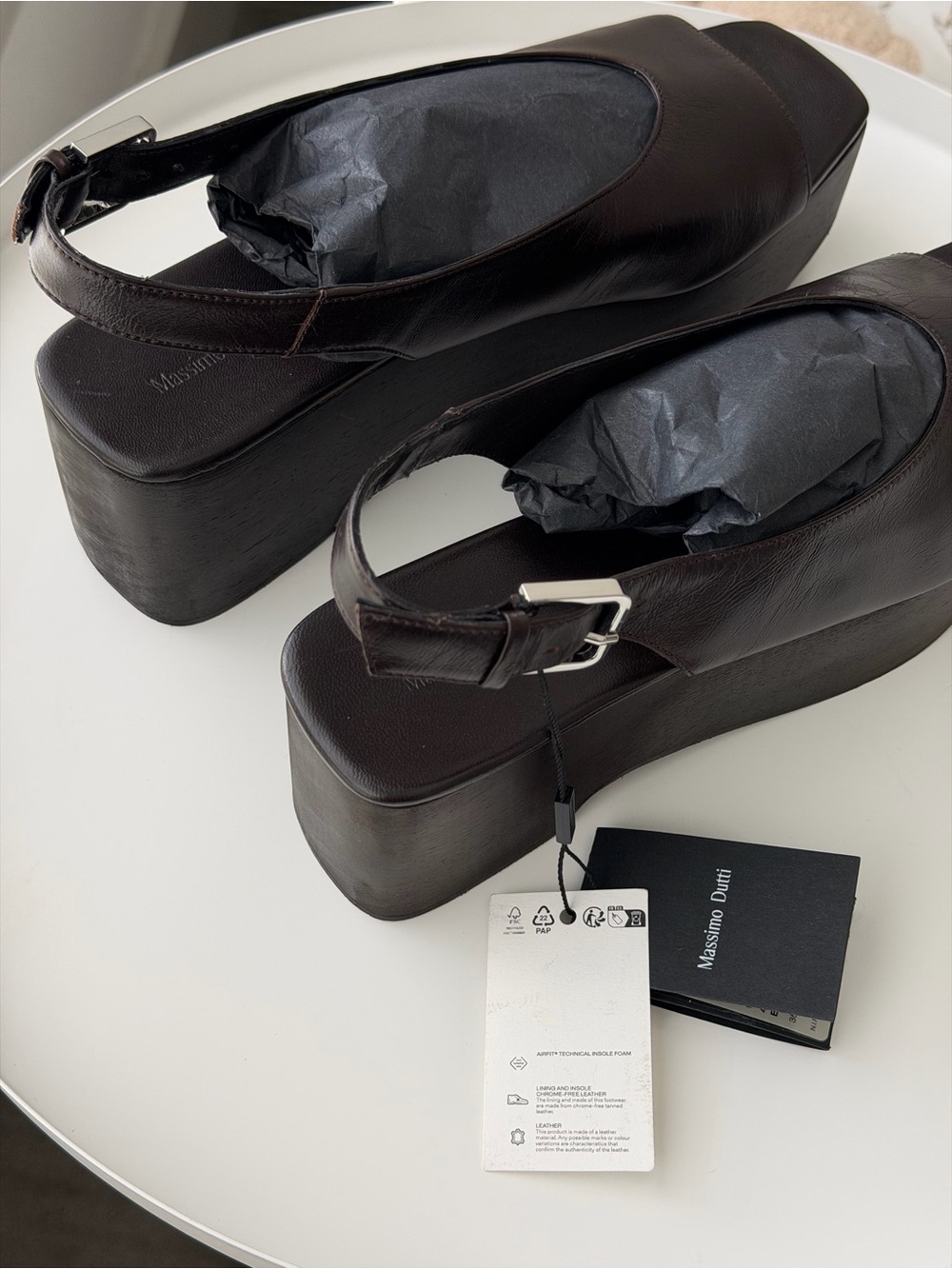 NEW Massimo Dutti Black Platform Slingback Mules - Picture 3 of 10